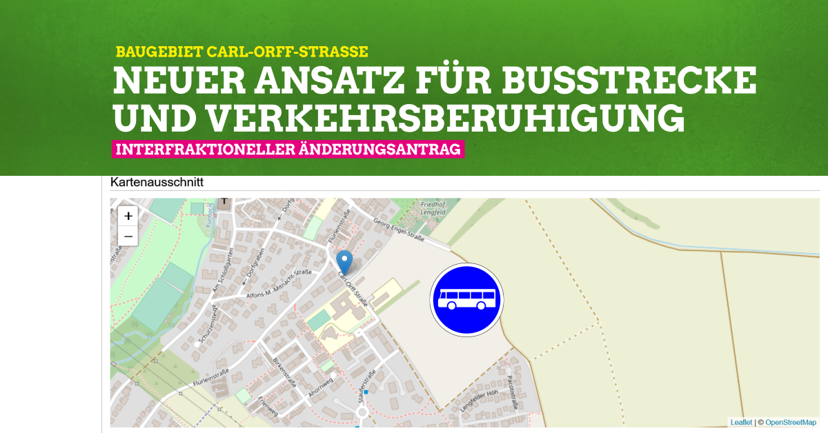 Neuer Ansatz für Busstrecke und Verkerhsberuhigung im Baugebeit Lengfeld, Lageplan