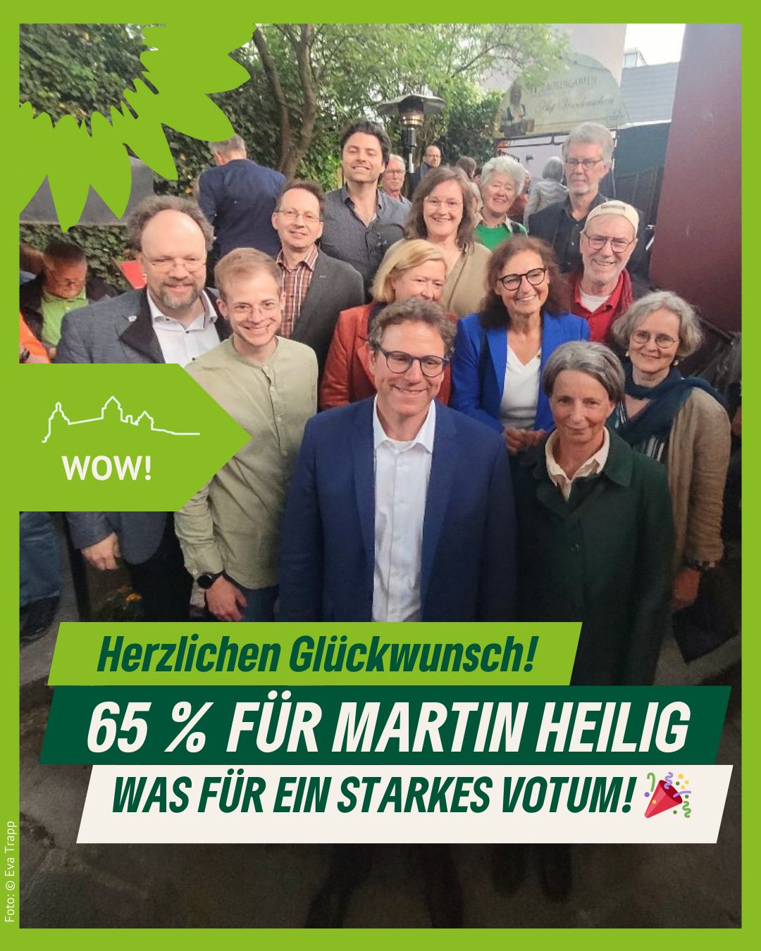 Martin Heilig - hier inmitten der Grünen Stadtratsfraktion - mit 65% zum Obebürgermeister von Würzburg gewählt