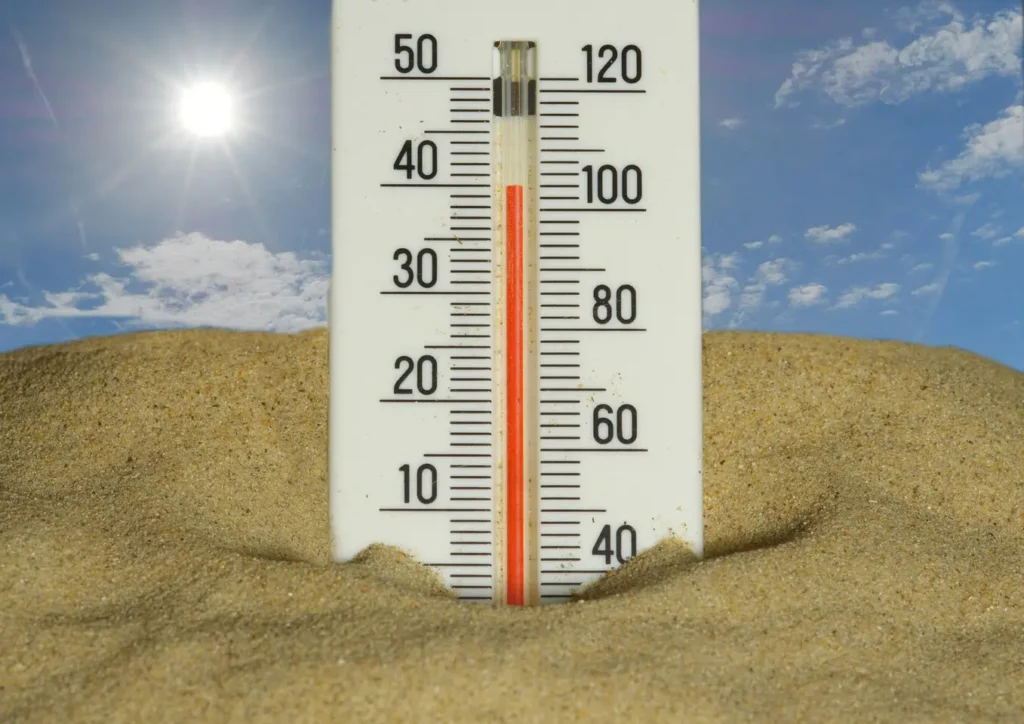 Thermometer zeigt 40 Grad C.