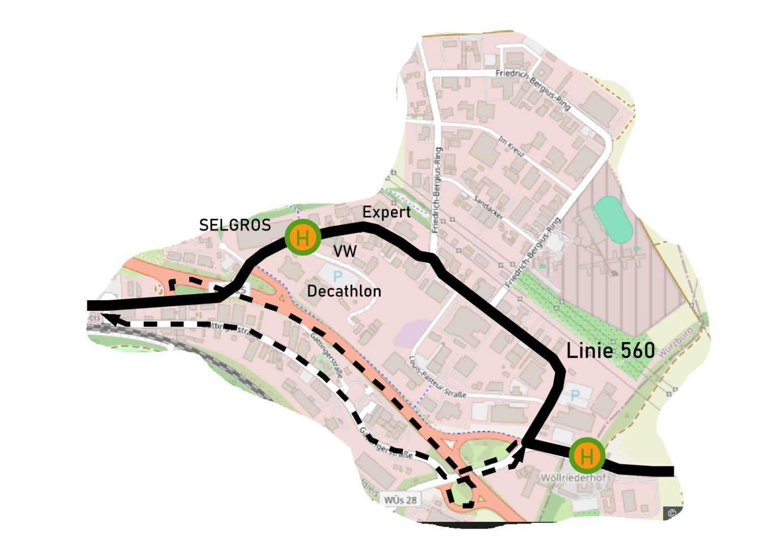 Neuer Linienverlauf für die Buslinie 560 via Robert-Bunsen-Strasse